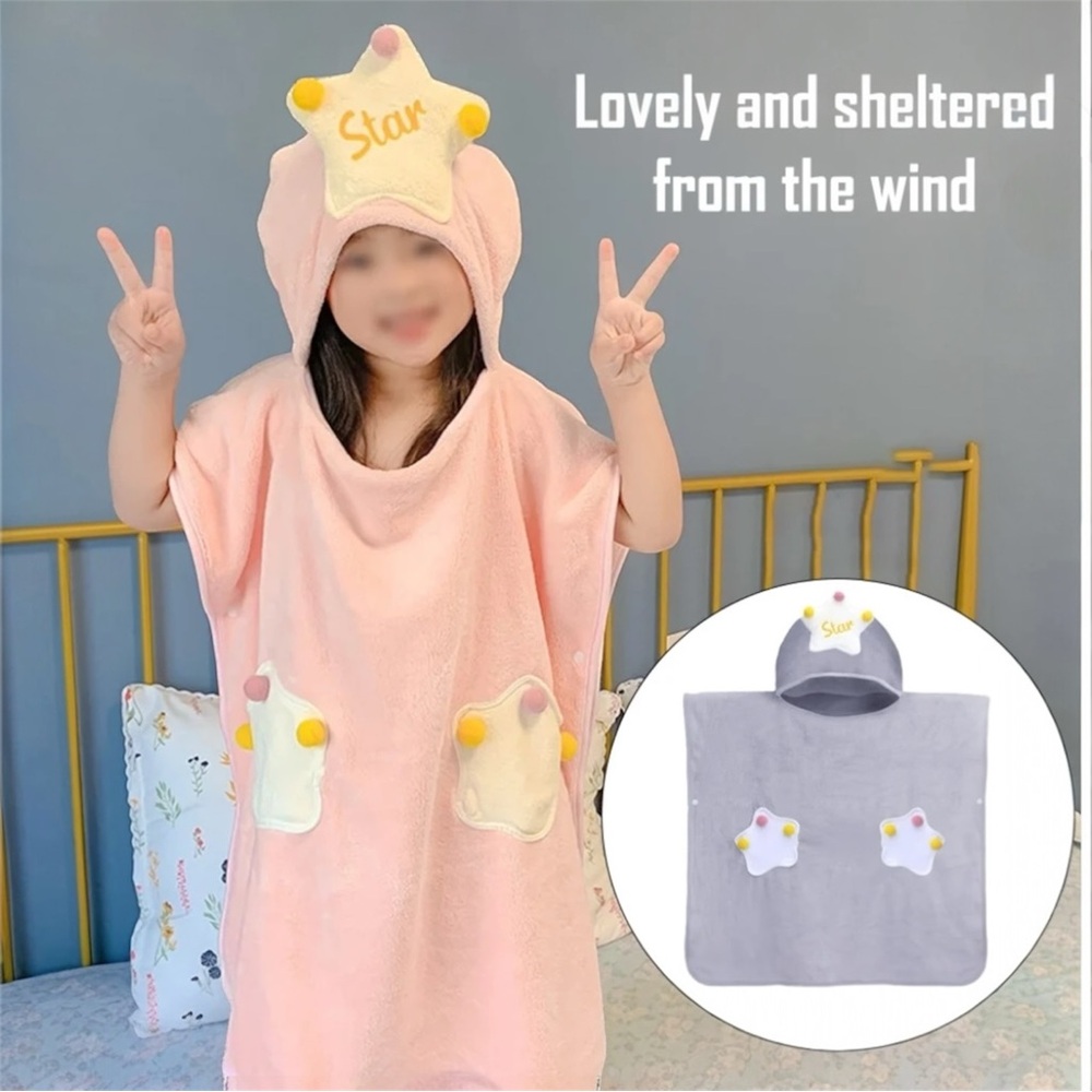 Kids Hooded Bath Poncho Towel | Soft & Absobent Cotton | NwoT | 26X26 In